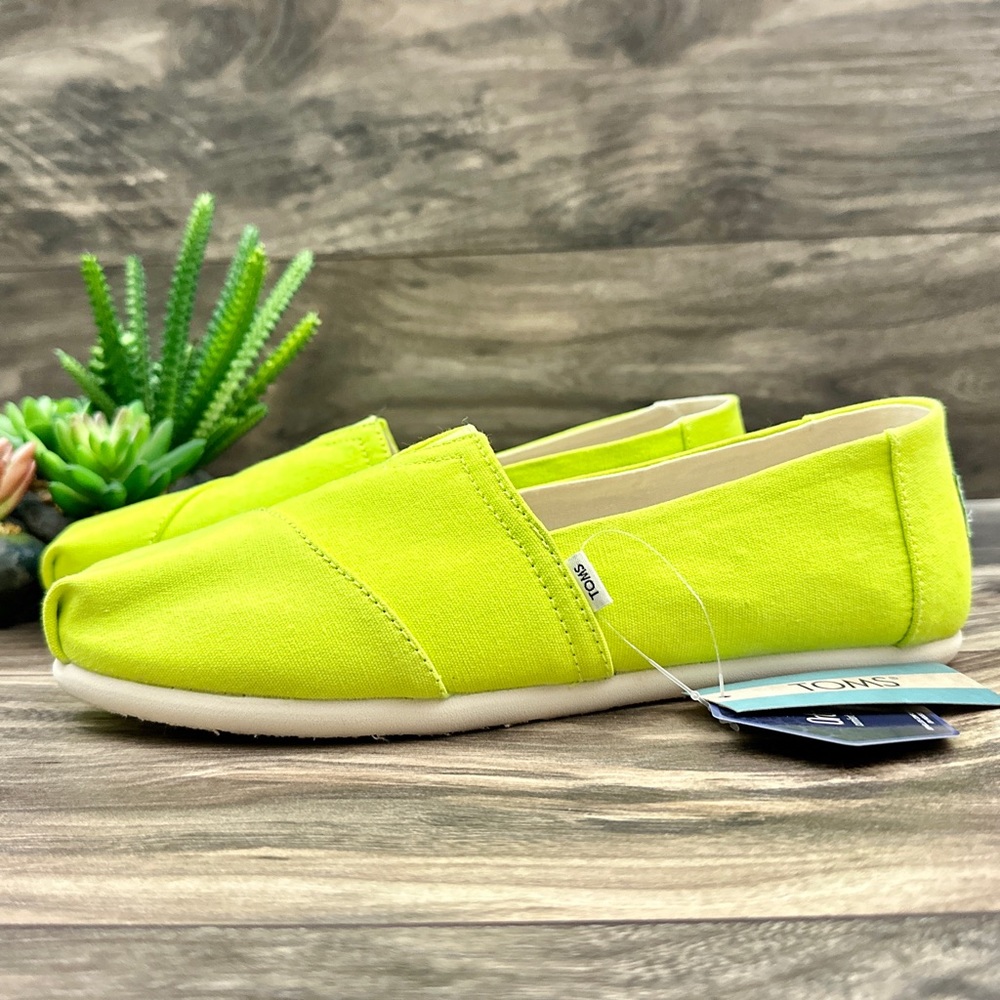 NIB Toms Alpargata Vivid Canvas Slip On Flats Loafers Neon Yellow 8.5 39 - Picture 5 of 12